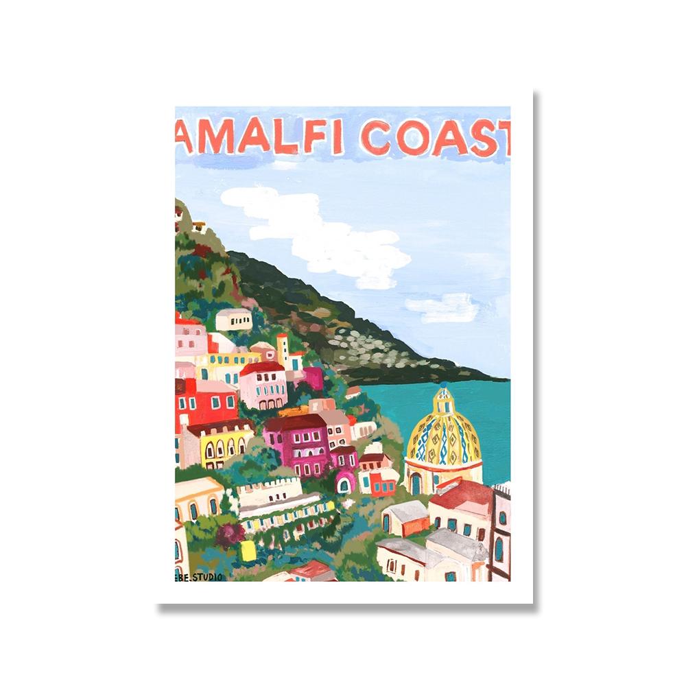 Scandinavian Travel Landscape Abstract Canvas Prints Pink House Moroccan Poster Wall Art Pictures Modern Living Room Home Decor