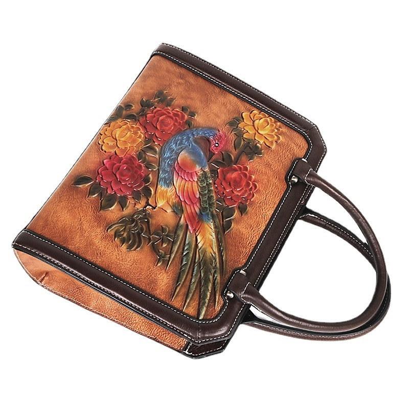 Сумки через плечо с тиснением в виде цветов феникса для женщин, модные сумки из натуральной кожи, модная сумка через плечо, кошелек