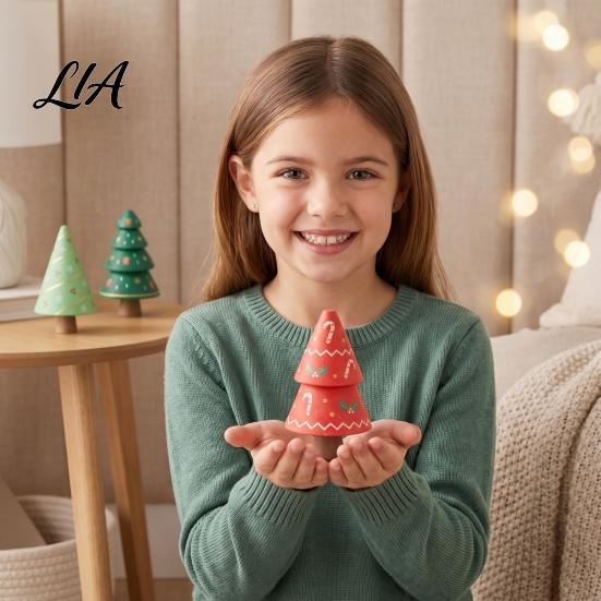 Natural Solid Wood Ornaments DIY Unfinished Wooden Christmas Tree Craft Kit, Blank Figurines Art Supplies for Kids Painting, Hand?Painted