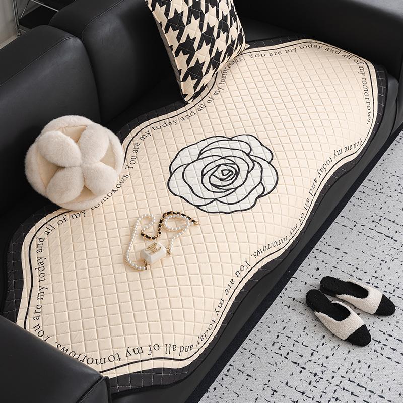 Летний латексный чехол на диван с принтом «гусиная лапка», декор, нескользящий коврик, чехол-протектор для дивана, универсальная неправильной формы диванная подушка