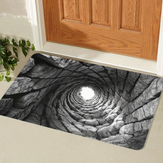 Bathroom Carpet Non-Slip Backing Optical Illusion Pattern Bathroom Rug Easy To Clean Comfortable Retreat Area Bath Mat