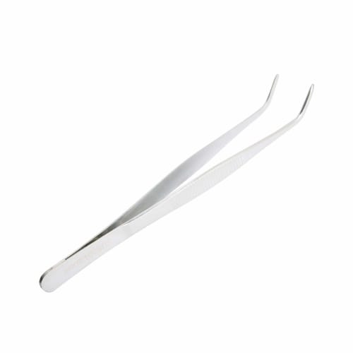 Aoje-Link 304 Stainless Steel Tweezers with Curved Serrated Tips, Multipurpose Tweezers for Sewing and Electronic Repair, Silver, 1 Piece