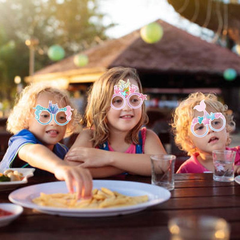 12 шт. бумажные стаканы для вечеринки в стиле русалки, фотоочки с изображением русалки, подводные принадлежности для вечеринок, сувениры для детских дней рождений