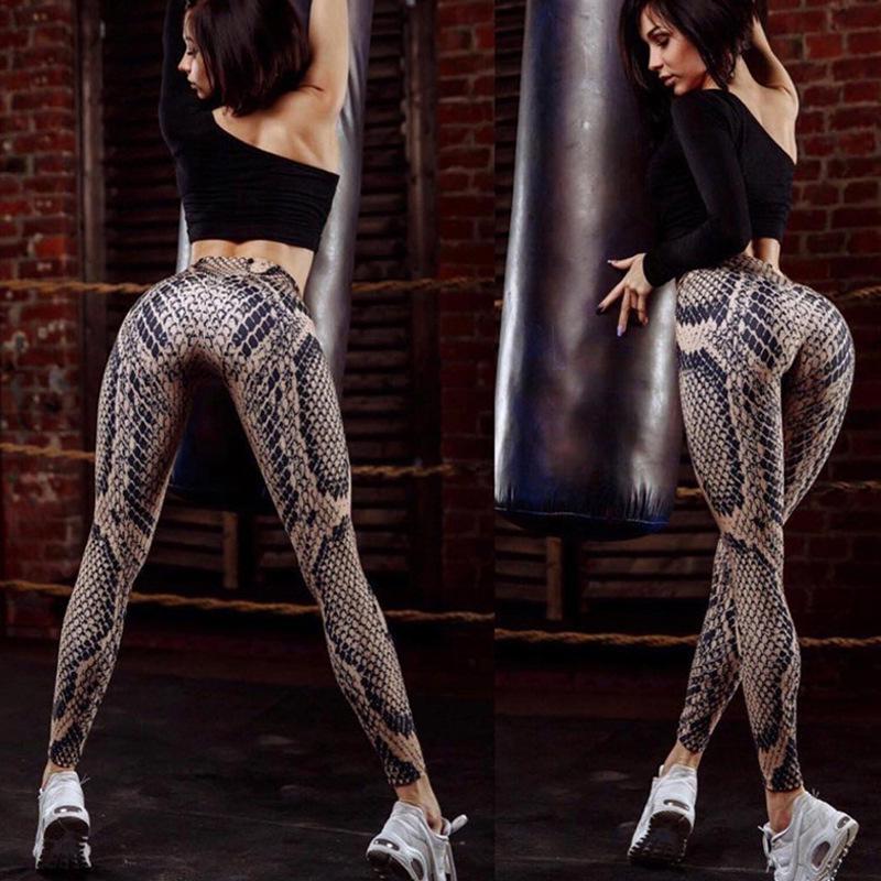 Тонкие спортивные штаны с принтом 3D Snakeskin для фитнеса и йоги