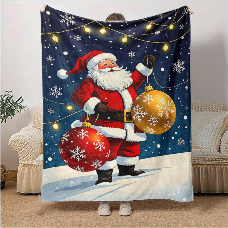 1Pc Santa Claus Ornaments Blanket Soft And Comfortable Casual Warm Camping Travel Christmas Halloween Gift M921287
