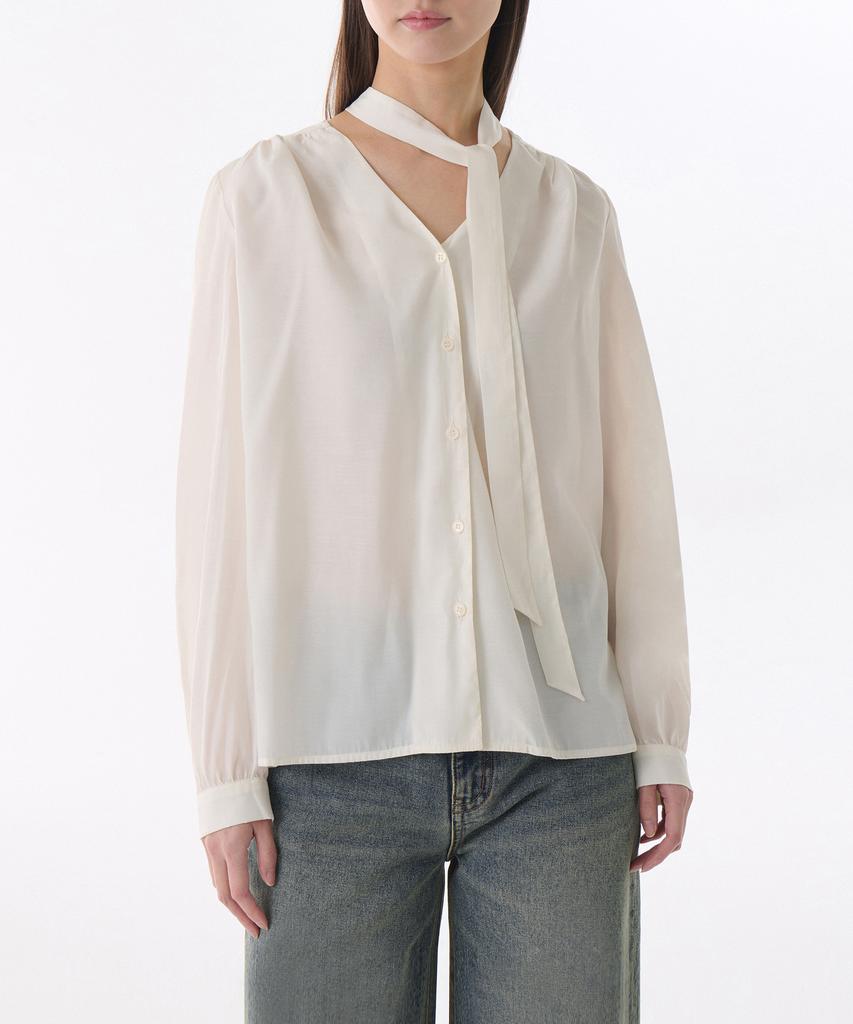 MUSINSA STANDARD WOMAN Women'S Volume Shirred Tie Blouse [Ivory]
