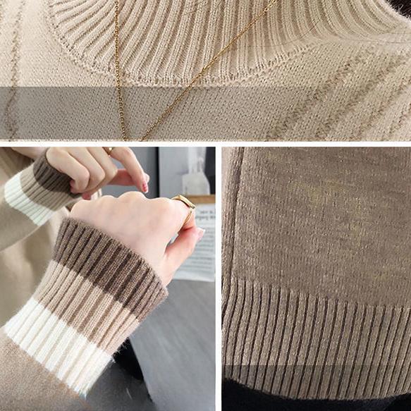 Женский свитер с полуводолазкой, осенне-зимний свободный вязаный свитер, топ, пуловер, вязаный джемпер, верхняя одежда