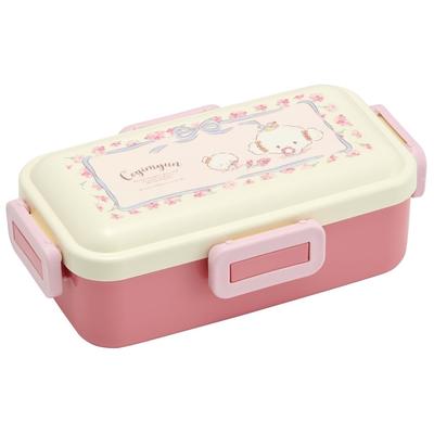 Одноярусный бенто-бокс Sanrio Kogyumin, Цветочная гирлянда, 530 мл, Япония, Безопасный, Герметичный, 4-точечный замок, Подходит для посудомоечной машины и микроволновой печи,