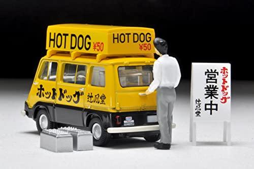 TOMYTEC Tomica Limited Vintage 1/64 Scale LV-201a Subaru Sambar Light Van Hot Dog Vendor (Yellow/Black) with Figure (Finished Product)