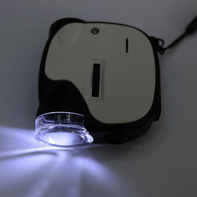 55x Карманный ручной микроскоп-лупа для обнаружения валюты со светодиодной и УФ-подсветкой, портативный стеклянный детектор-увеличитель для ювелирных изделий