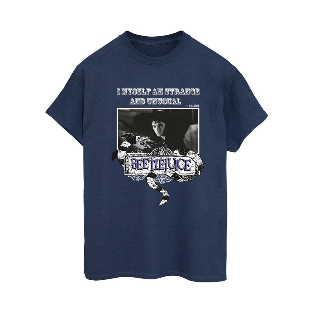 Beetlejuice Womens/Ladies I Myself Am Strange And Unusual Cotton Boyfriend T-Shirt