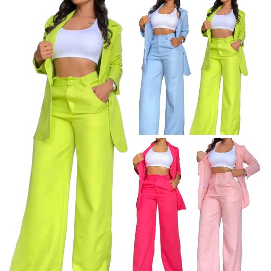Women's Piece And Pants Suit Set Two High Waist Pants Set