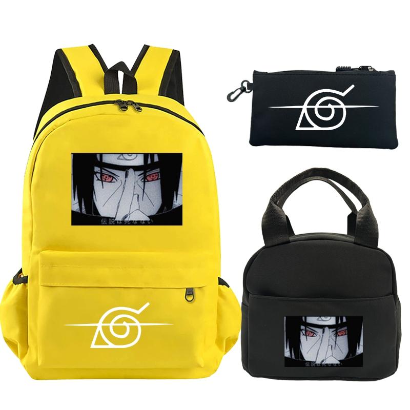 3 шт./компл. рюкзак аниме Наруто с принтом книжная сумка с сумкой для обеда пенал подростковый детский школьный рюкзак для девочек и мальчиков