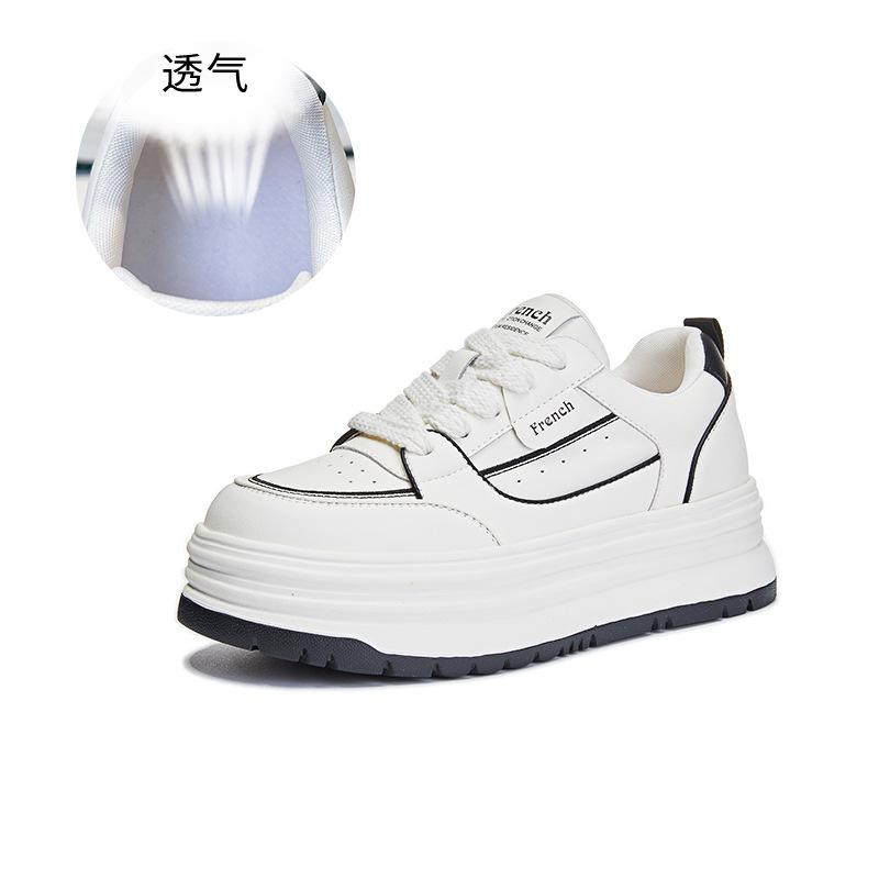 Foam sole leather little white shoes women's 2025 spring new heightening muffin shoes casual versatile board shoes platform women's shoes