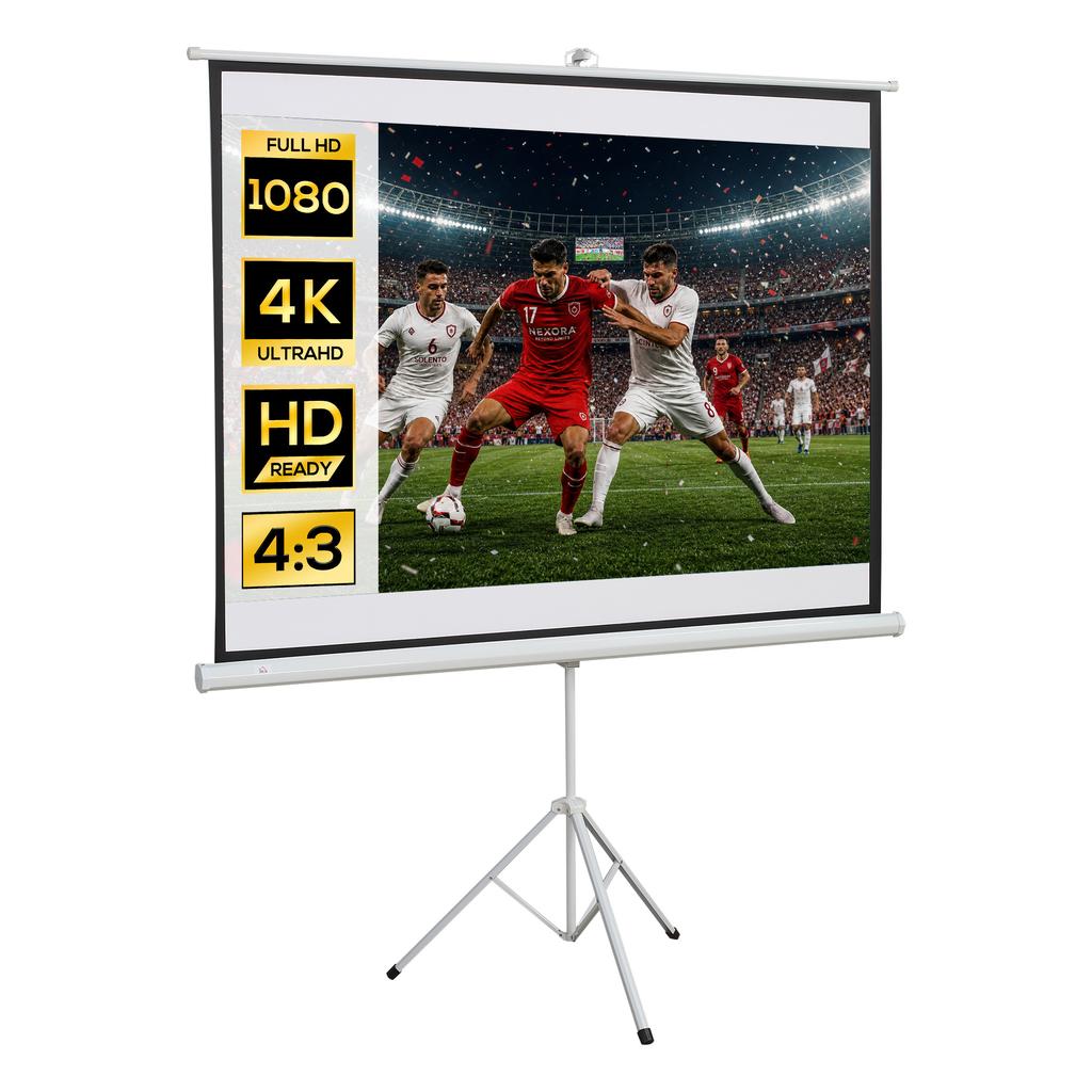 Projection Screen in 4:3 Format, Cinema Screen, Presentation Surface for Home or Office, White