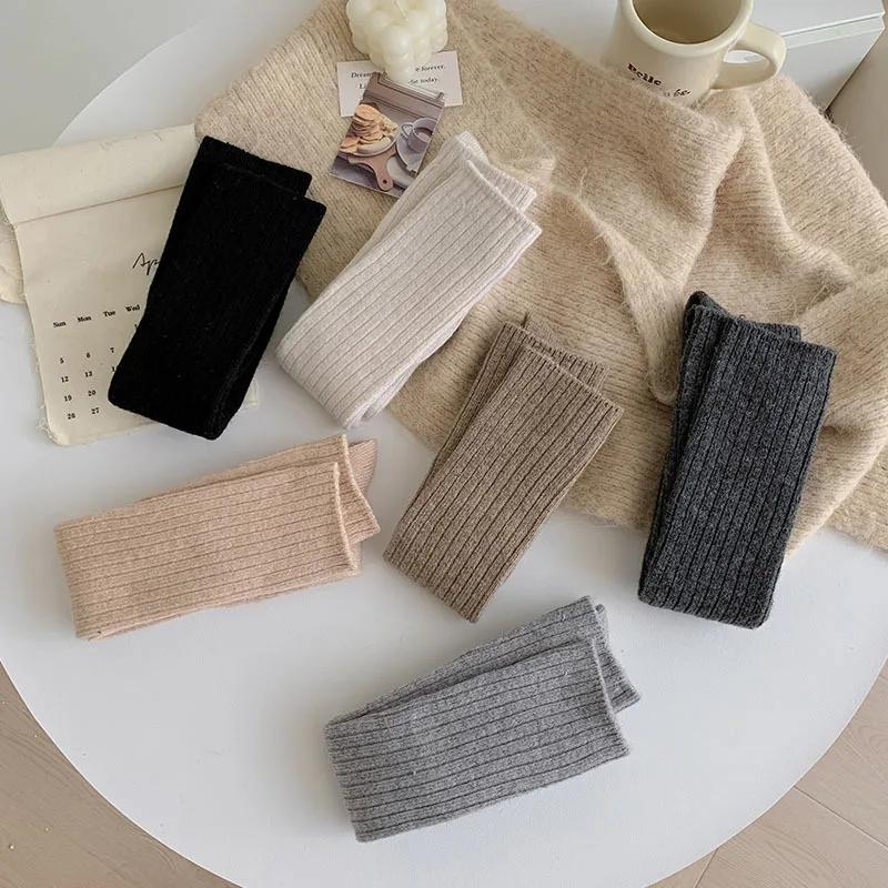Чулки женские осенне-зимние толстые теплые гольфы женские чулки шерстяные кашемировые термо женские однотонные длинные носки чулки