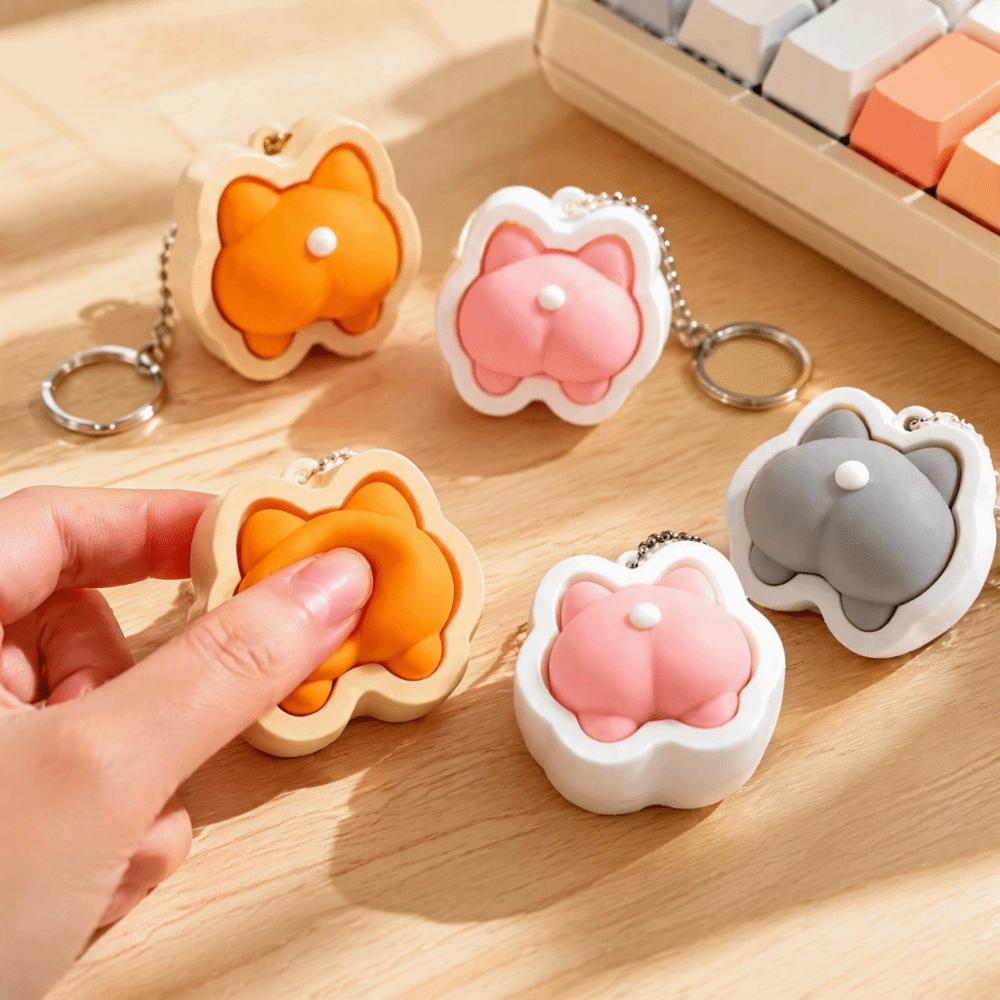 Slow Resbound Finger Button Clicker Cartoon Animals Squeeze Toy Keychain Students Gifts