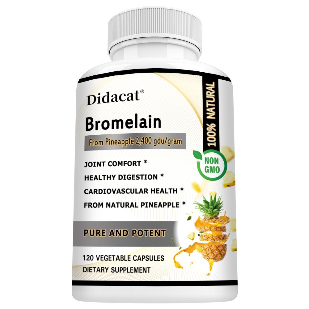 Didacat Bromelain Suppleme, 2,400 GDU/g, 500mg, from Pineapple, 120 Caps