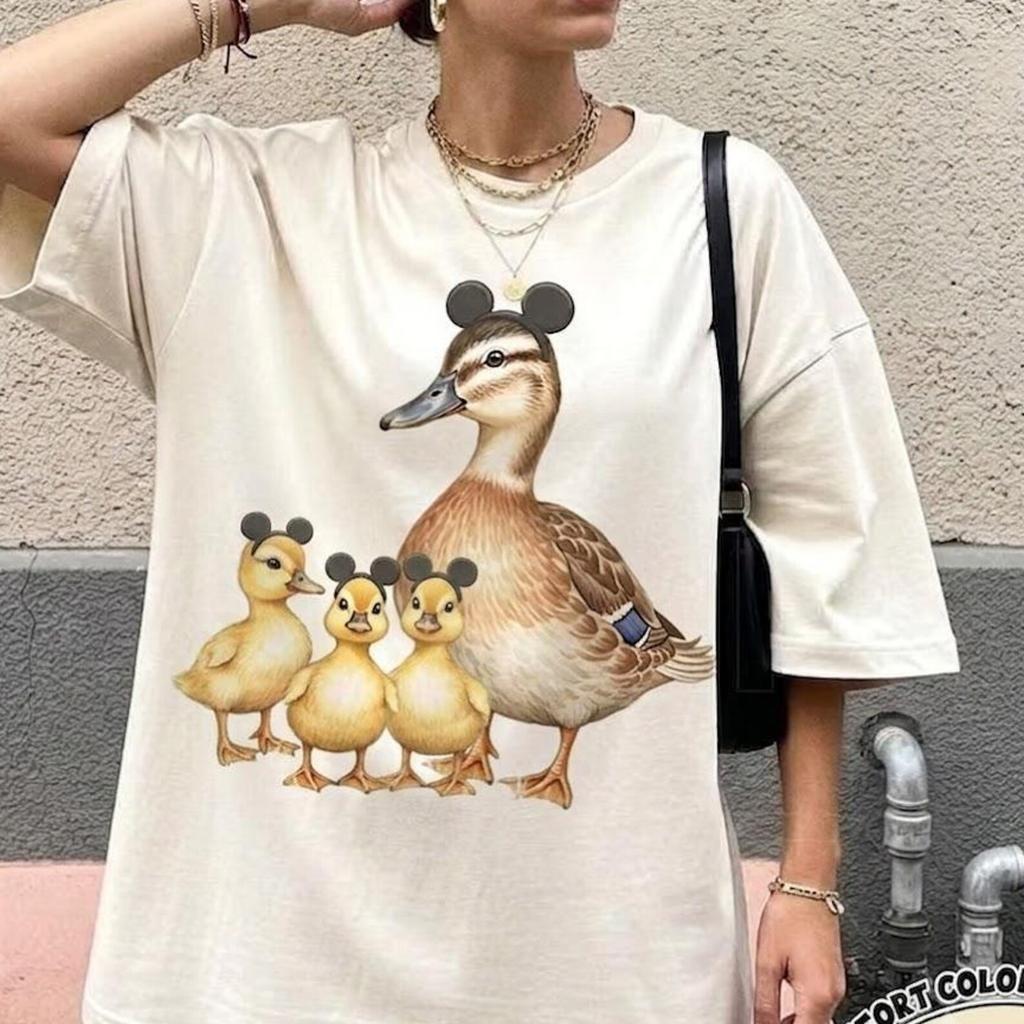 Cute Duck Family Shirt, Magical Vacation T-Shirt, Retro Family Trip Tee, Comfort Colors Mother Duck and Ducklings Mouse Ears Shirt