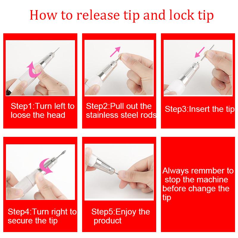 Professional Electric Nail Art Drill Pen Handle File Polish Grind Machine Handpiece Manicure Pedicure Tool Nail Drill Accessories