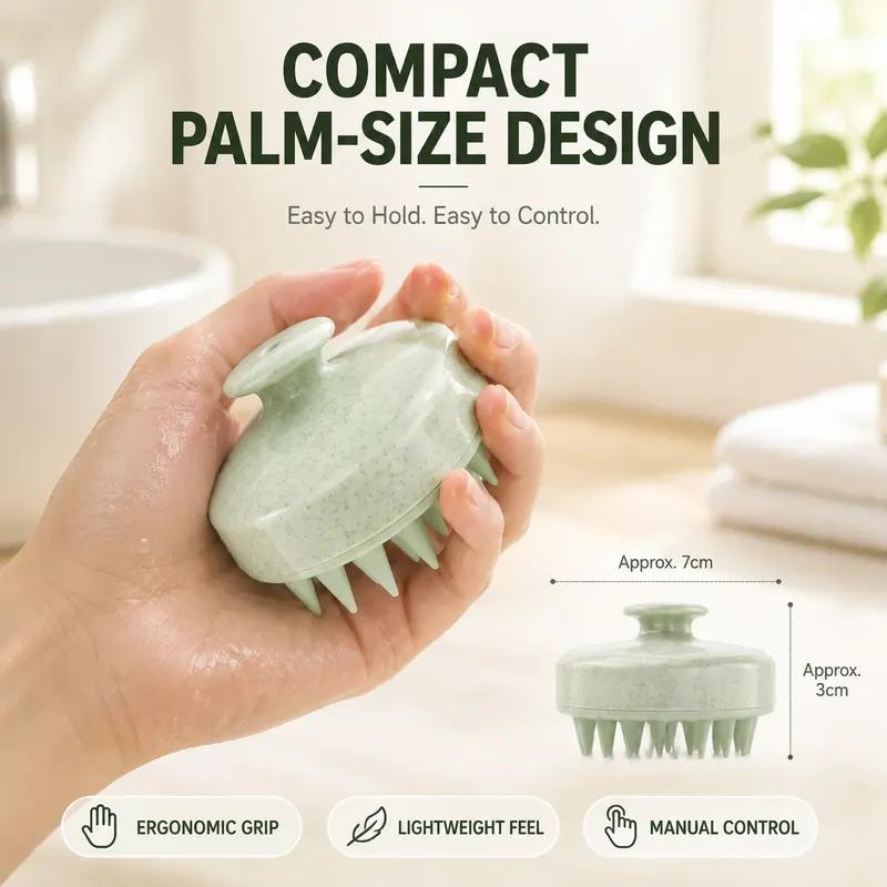 Soft Silicone Scalp Massager Shampoo Brush Wheat Straw Handle Hair Washing Comb Anti Dandruff Head Massage Brush For Home Travel