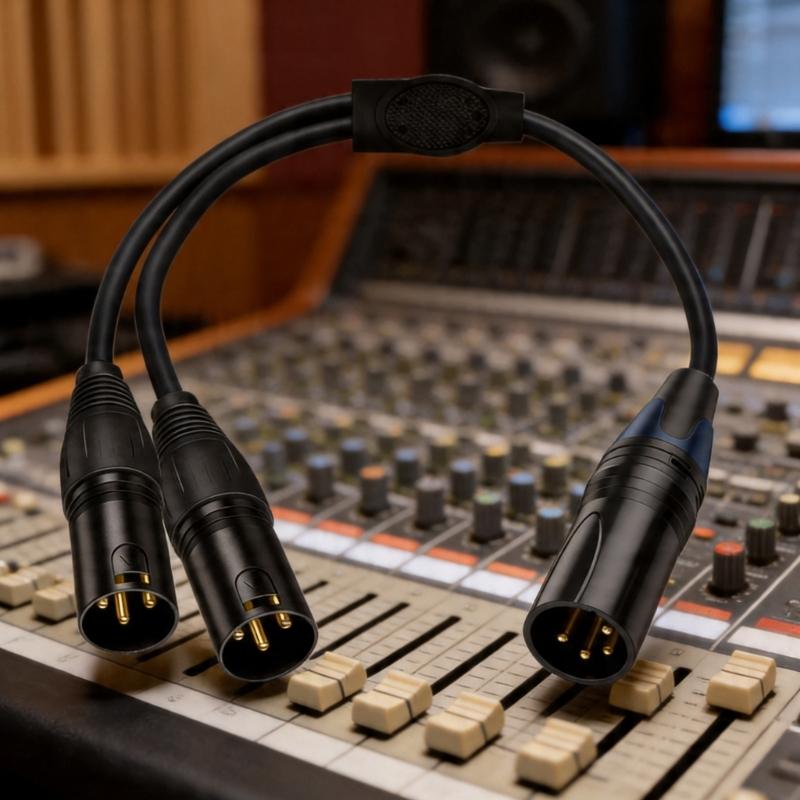 XLR Кабель Профессиональный XLR 4-контактный на двойной 3-контактный XLR Разветвитель Кабель Для Студийной Записи И Живых Выступлений 50см