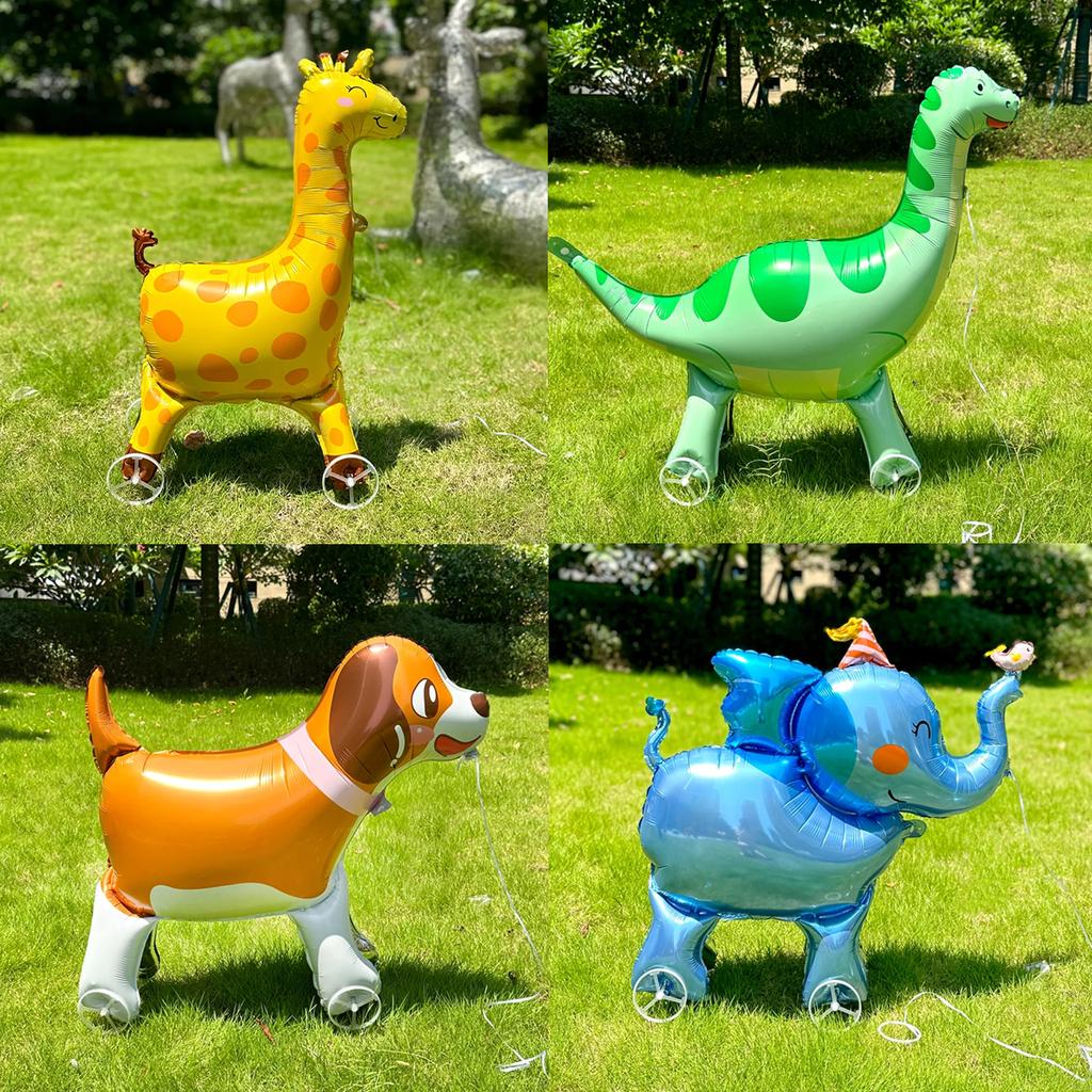 Милый 4D воздушный шар в виде животного с колесами, сборка воздушных шаров в виде животных, вечеринки с животными, дни рождения, детские праздники, украшения в виде игрушек
