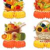 9Pcs Fall Pumpkin Honeycomb Centerpiece Thanksgiving Pumpkin Turkey Duck Fruits Tabletop Ornaments Autumn Harvest Decorations