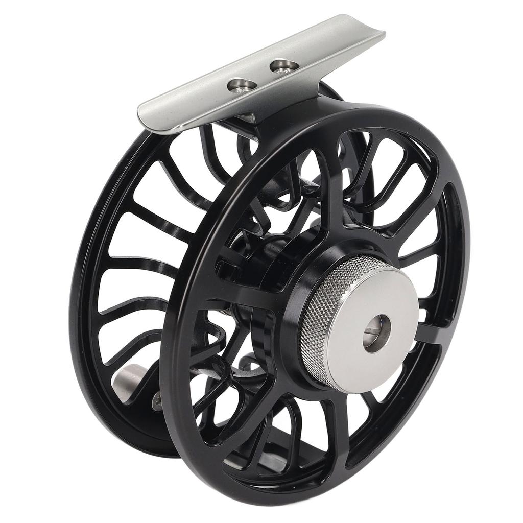 Черная 5 6 Катушка для нахлыста из алюминиевого сплава с кнопкой сброса Катушка для нахлыстовой рыбалки с большой шпулей для пресной и соленой воды