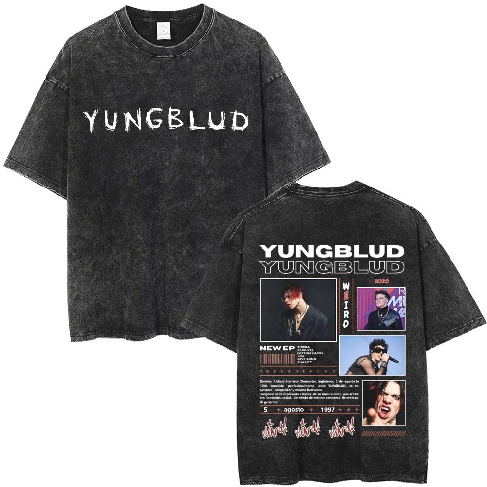 Rocker Yungblud IDOLS Wings World Tour Tshirt Men Women Rock Harajuku Vintage Washed T Shirts Casual Oversized Tshirts