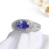 Precious Rare Natural Blue Tanzanite Ring Earrings Set Real Gemstone Silver Jewelry Women's Anniversary & Wedding Gift