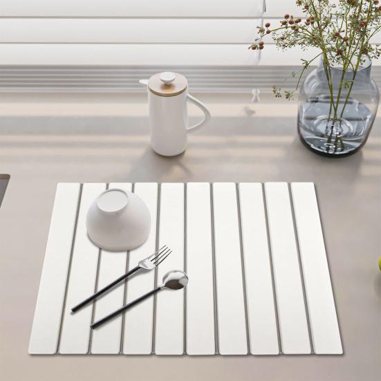 Yousheng Kitchen Countertop Drying Mat Quick Dry Diatomaceous Earth Water Absorbent Pad Collapsible Dish Bowl Bottle Cup Holder Diatomite Mat