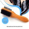 Трехсторонняя щетка для полировки обуви из бука с черной щетиной кабана для ухода за кожей