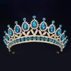 Baroque Vintage Green Royal Tiara Crowns Bride Blue Red Queen Crown Gold Bridal Headband Wedding Tiara For Women Hair Jewelry