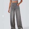 Womens Vintage Washed Striped Jeans High Waist Loose Wide Leg Trousers Streetwear