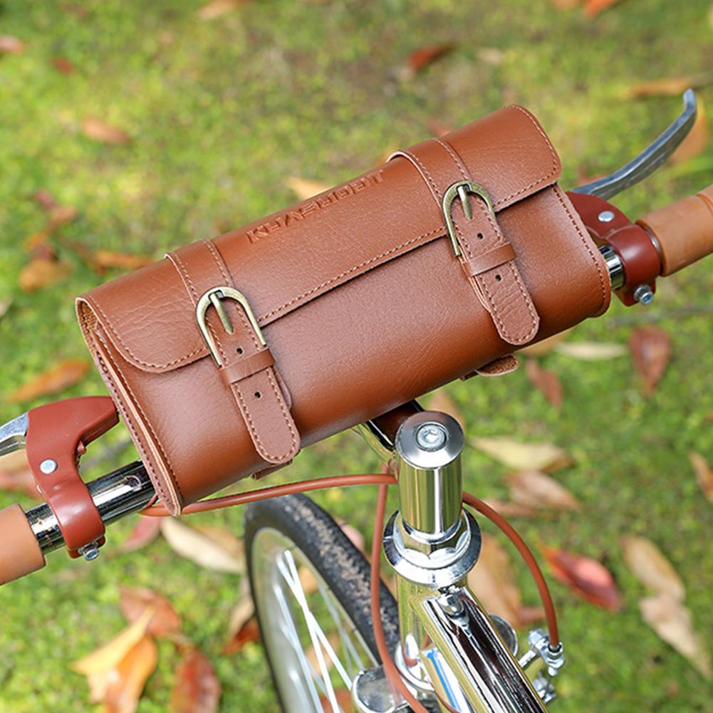 Motorcycle Saddle Storage Bag Leather Bicycle Front Fork Tail Tool Bag Large Capacity Riding Vintage Bike Bag Bike Accessories