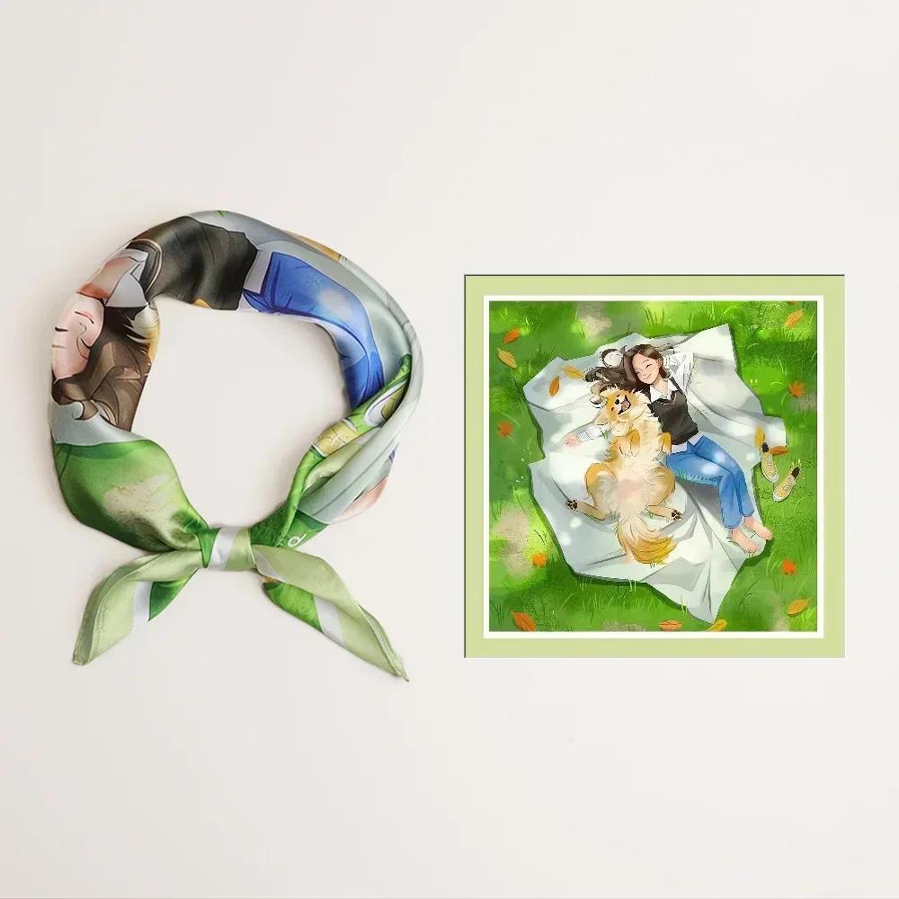 53*53cm Silk Scarves for Woman Fashionable Pattern Smooth To The Touch Spring Summer Sun Protection Silk Scarf