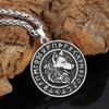 Viking Odin Wolf Medal Pendant Vintage Rune Necklace Jewelry Sweater Chains for Men Women