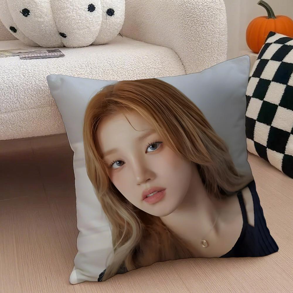 Quirky Korean Beautiful Singer SSong Yuqi Cushion Cover Throw Pillow Cover Hidden Button Durable Polyester Chair Cushion
