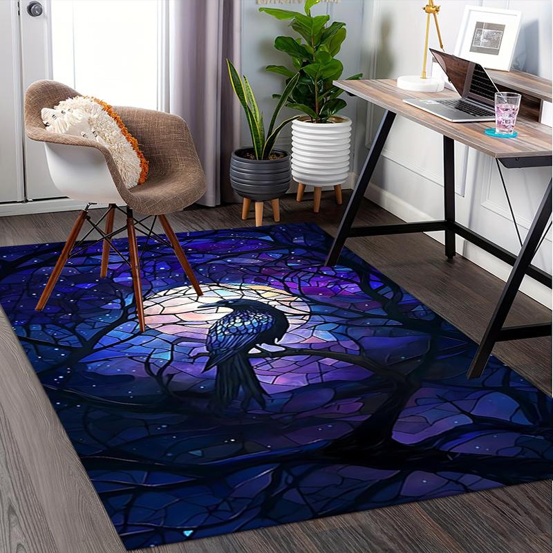 Night raven theme Office Carpet Chair Mat: Office Rug for Desk, Large Floor Mat for Home Decor, Sofa Carpet Gift, Suitable for Bedroom, Livi