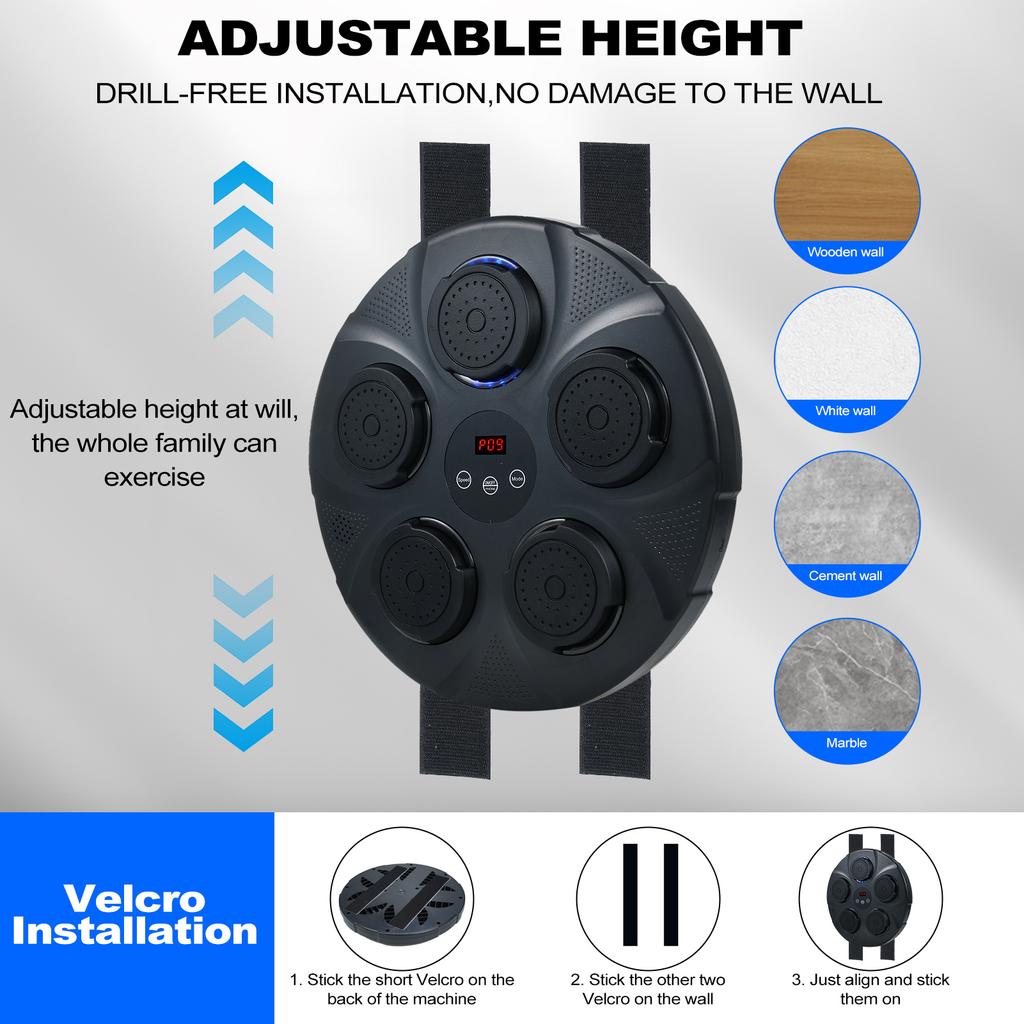 Музыкальный боксерский тренажер с боксерскими перчатками, настенный умный музыкальный боксерский тренажер, электронный бокс