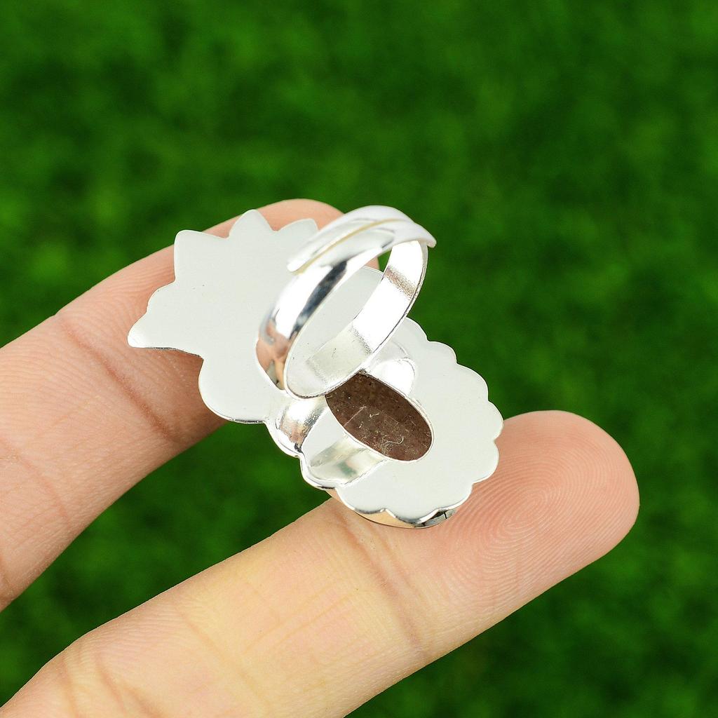 Sterling Silver Sunstone Gemstone Wedding Statement Sister Bezel Ring Jewelry