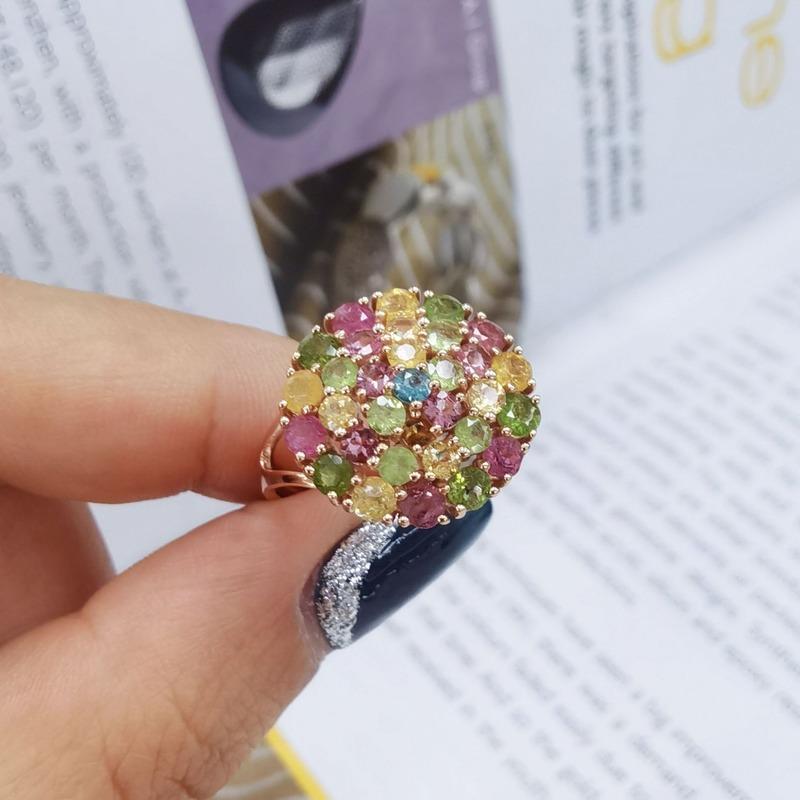 Sace Gems 925 Sterling Silver Tourmaline Gemstone Rings for Women Engagement Cocktail Party Fine Jewelry