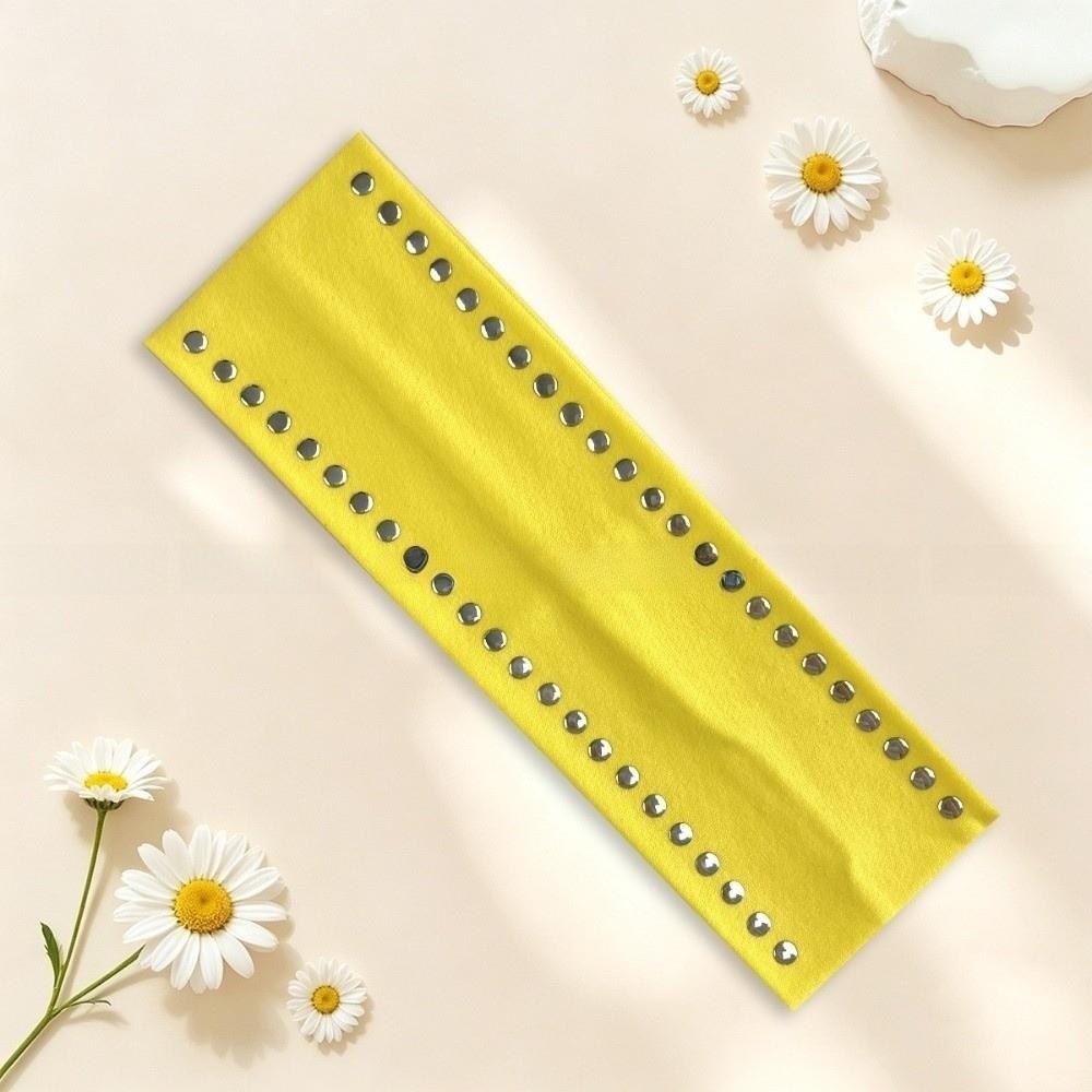 Double Row Sports Headband Wide Metal Stud Hair Wrap Trendy Elastic Hairband Running