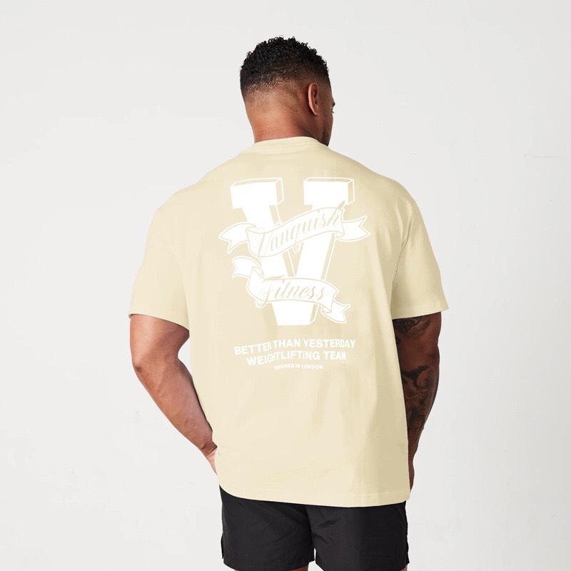 Vanquish Fitness Unisex Gym T-shirt Weightlifting Team Back Print Tee BETTER THAN YESTERDAY Workout Fitness Cotton Short