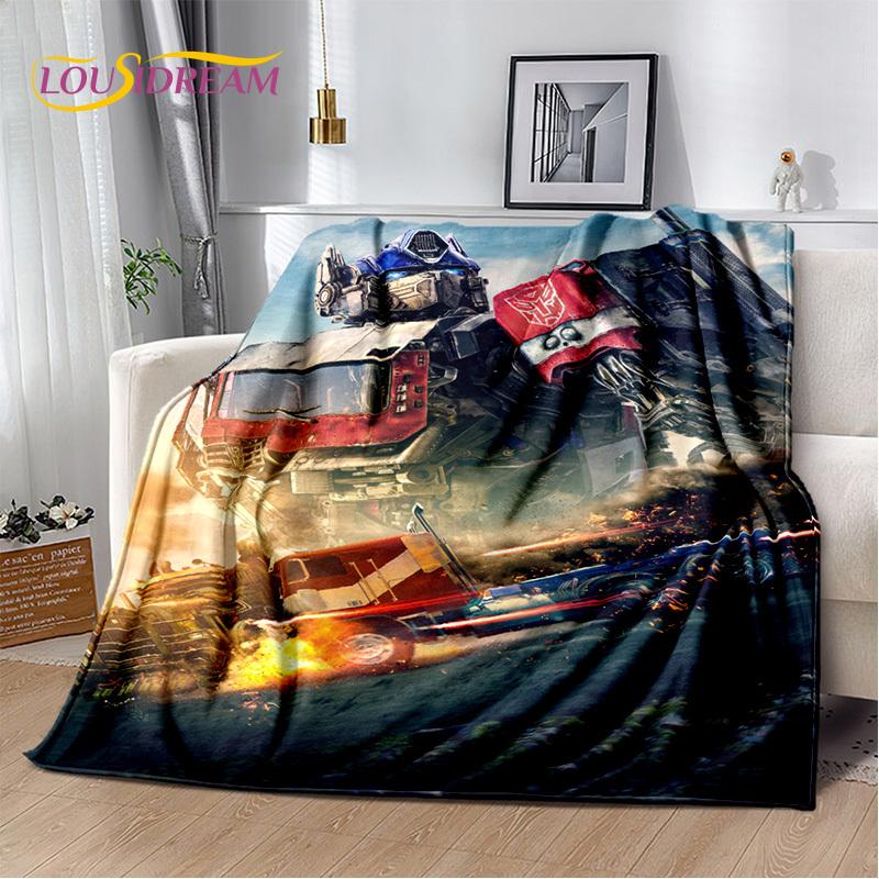 HD Cartoon T-Transformers Autobots Soft Blankets,Keep Warm Throw Blanket for Picnic Beds Sofa Home Bedroom Gifts Kids Hiking