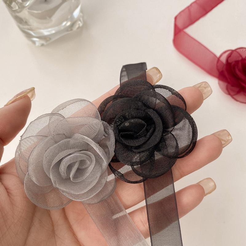 Organza Necklace Women Lace Neckline Flower Rose Necklace Party Sexy Jewelry