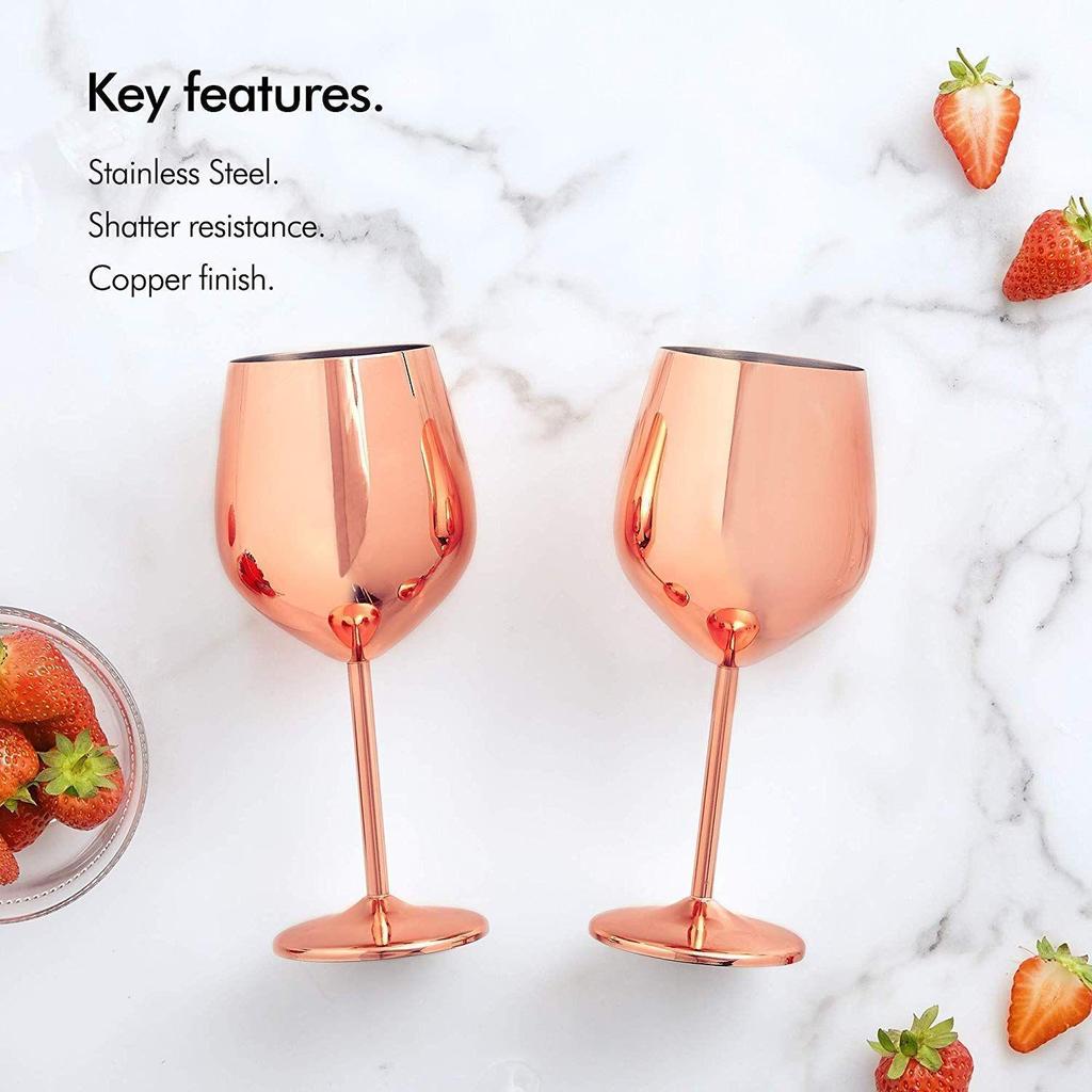 Stainless Steel Stemmed Wine Glasses 350 Ml, Unbreakable Wine Glass Goblets, Gift for Men and Women,