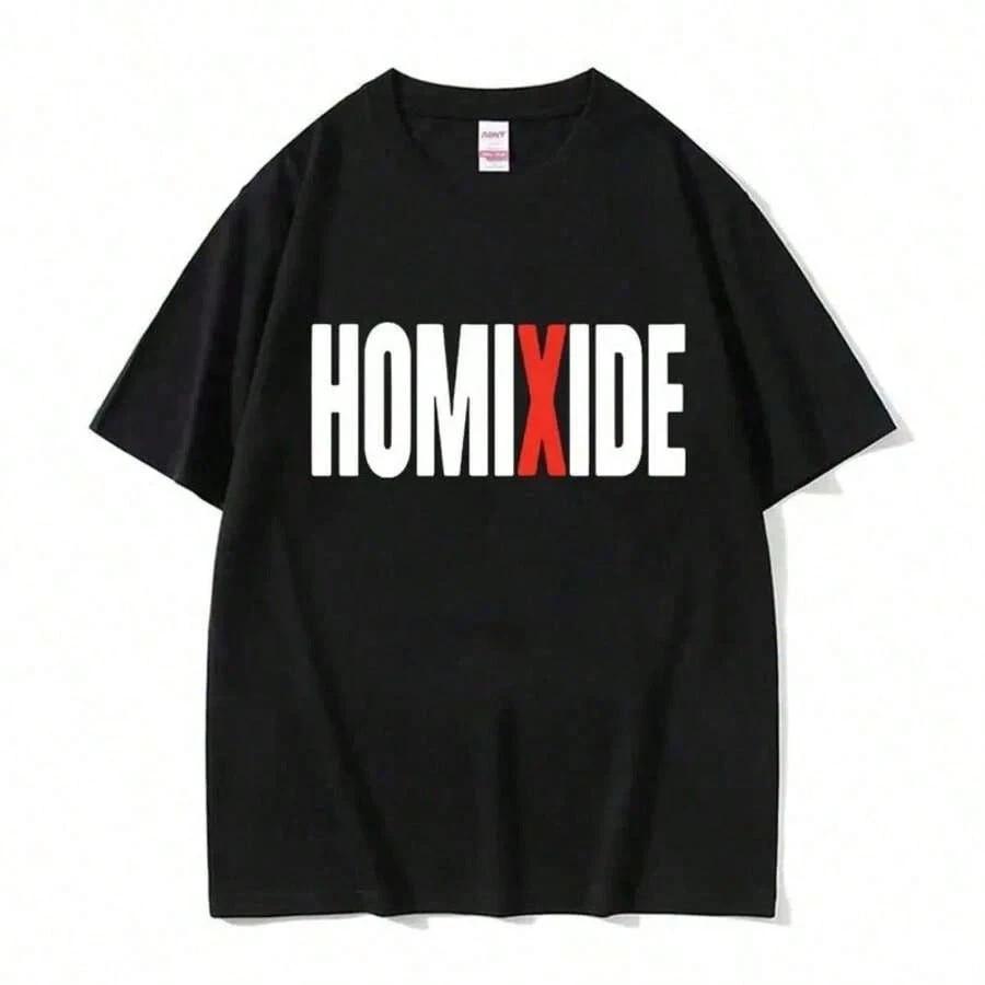 Hip Hop Graphic Tee for Men Women HOMIXIDE Rapper Oversized TShirt 2025 Size Black and White TShirts for Mens
