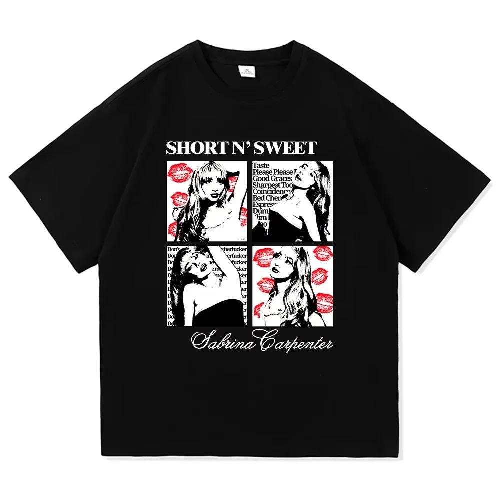Summer New Sabrina Carpenter Short N' Sweet Tour 2025 T-Shirt Fashion Vintage T-Shirt Women's High Quality Breathable Tees Shirt